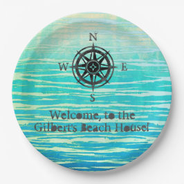 Prato De Papel Teal Ombre Sea Monograma