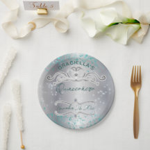 Teal Silver Jeweled Tiara Quinceañera