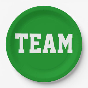 Prato De Papel TEAM Cool Atleta Texto Branco Sobre Verde Brilhant
