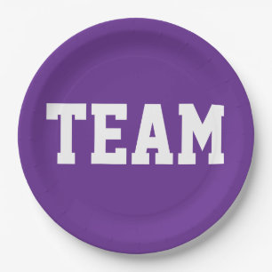 Prato De Papel TEAM Cool Atlética Texto Branco Sobre Roxo Vibrant