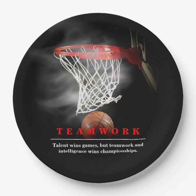 Prato De Papel Teamwork Basketball Motivational Inspirational (Frente)