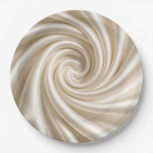 Prato De Papel Tecido de cetim de marfim rodopiante abstrato