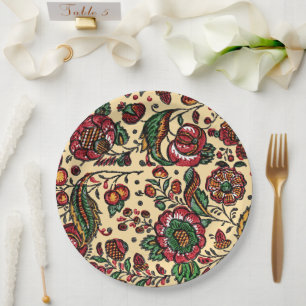 Prato De Papel Tecido Vintage Indian Cotton Chintz