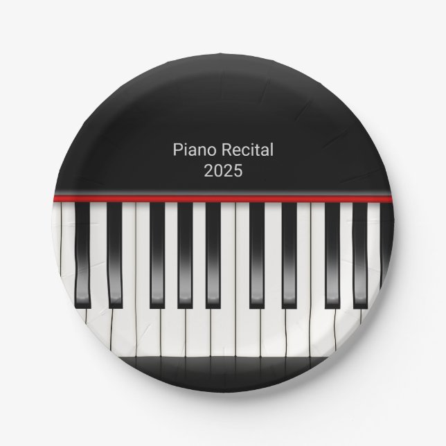 Prato De Papel teclado de piano para recepção de recital (Frente)