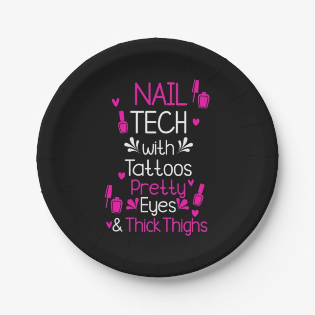 Prato De Papel Tecnologia Nail com Tatuagens (Frente)