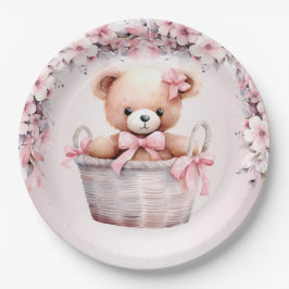 Prato De Papel Teddy Bear Baby Girl Flowant