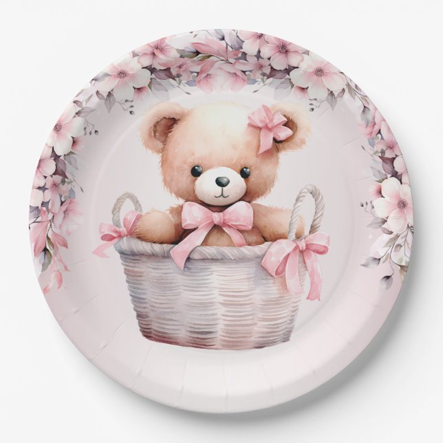 Prato De Papel Teddy Bear Baby Girl Flowant (Frente)