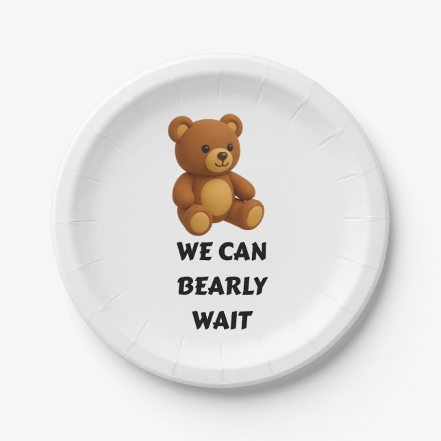 Prato De Papel Teddy Bear Baby Shower  (Frente)