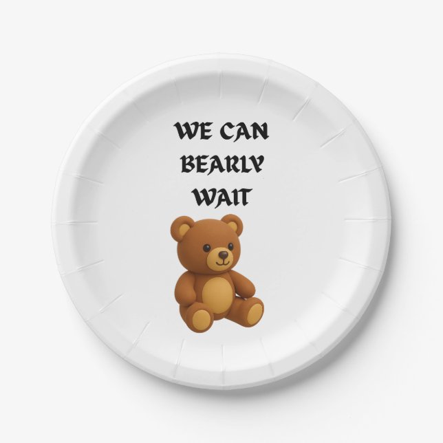 Prato De Papel Teddy Bear Baby Shower (Frente)