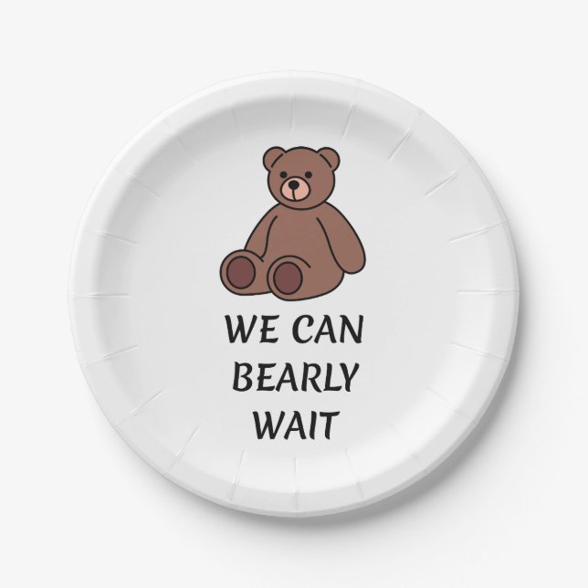 Prato De Papel Teddy Bear Baby Shower (Frente)