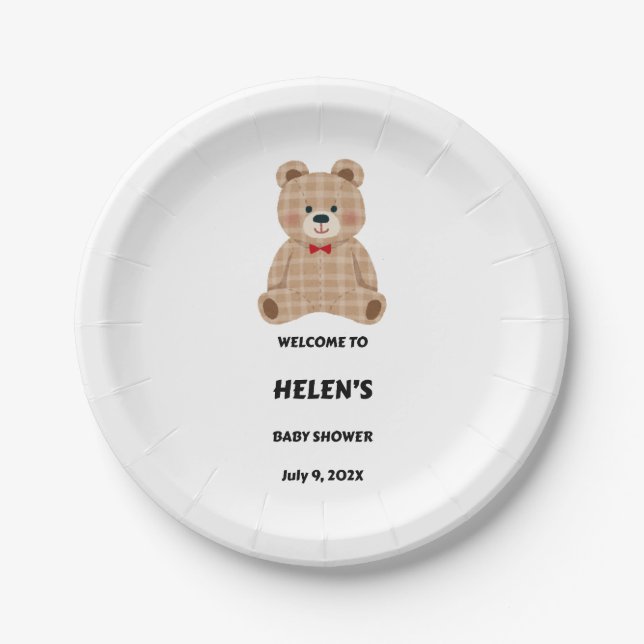 Prato De Papel Teddy Bear Baby Shower (Frente)