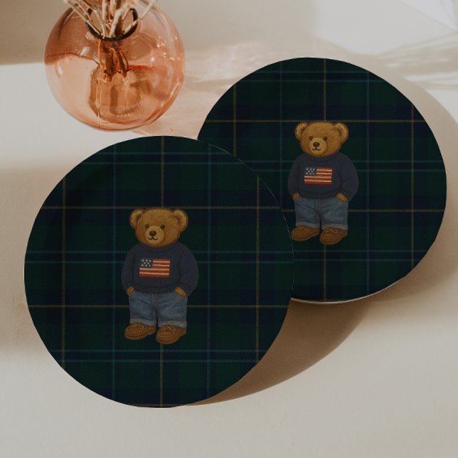 Prato De Papel Teddy Bear Polo Baby Shower Paper Plates - (Criador carregado)