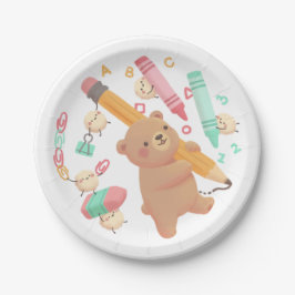 Prato De Papel Teddy's Back to School Illustration