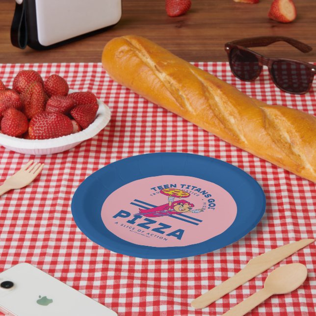 Prato De Papel Teen Titans Go! Starfire "Truth Justice Pizza" (Piquenique)