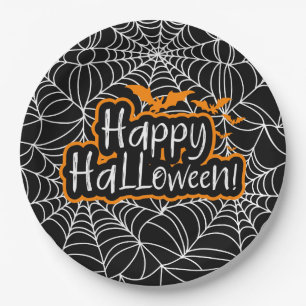 Prato De Papel Teias de Aranha de Halloween
