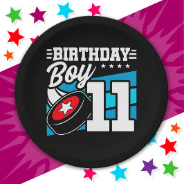 Prato De Papel Tema 11 de Aniversário do Festa de Hóquei de 11 An