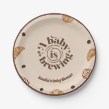 Prato de Papel Tema Café Uma Bebê Está Cozinhando