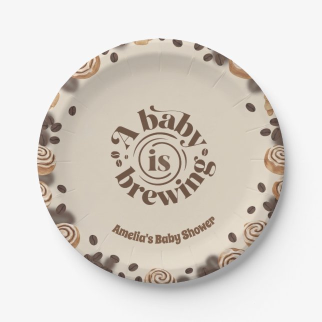 Prato de Papel Tema Café Uma Bebê Está Cozinhando (Frente)
