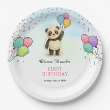 Tema Colorido de Panda para Aniversário de 1 Ano 