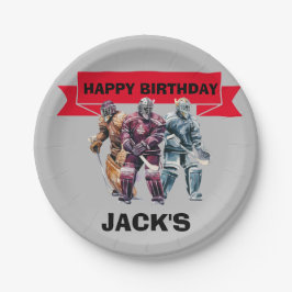 Prato De Papel Tema da Festa de aniversário do jogador de hóquei