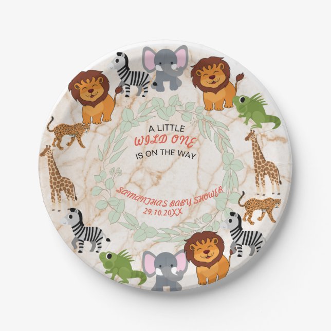 Prato De Papel Tema da Floresta: Nas Pratas do Chá de fraldas Sel (Frente)