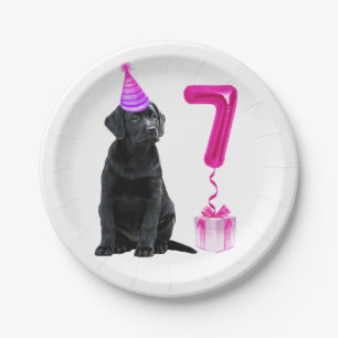 Prato De Papel Tema Da Papoila De 7 Aniversário- Garota Rosa De