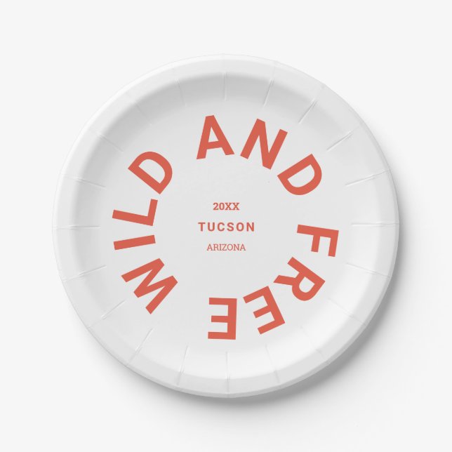 Prato De Papel Tema De Acampamento Laranja Queimado E Selvagem (Frente)