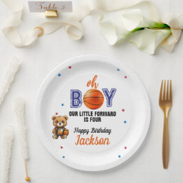 Prato De Papel Tema de Aniversário de Basquete Oh Boy