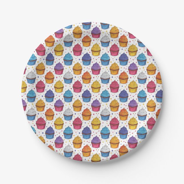 Prato De Papel Tema de Bolo de Aniversário  (Frente)