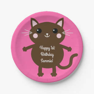 Prato De Papel Tema de Festa de aniversário do Gatinho Gato