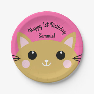 Prato De Papel Tema de Festa de aniversário do Gatinho Gato