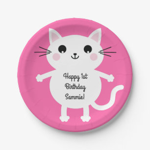 Prato De Papel Tema de Festa de primeiro aniversario de Gatinho C