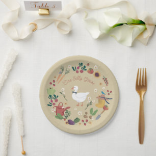 Prato De Papel Tema de Jardim de Ganhos de Um Bobo