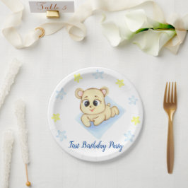 Prato De Papel Tema de Urso Fofo para Festa de Aniversário de Men