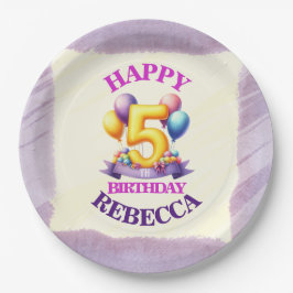 Prato De Papel Tema do Balão de 5 Birthday