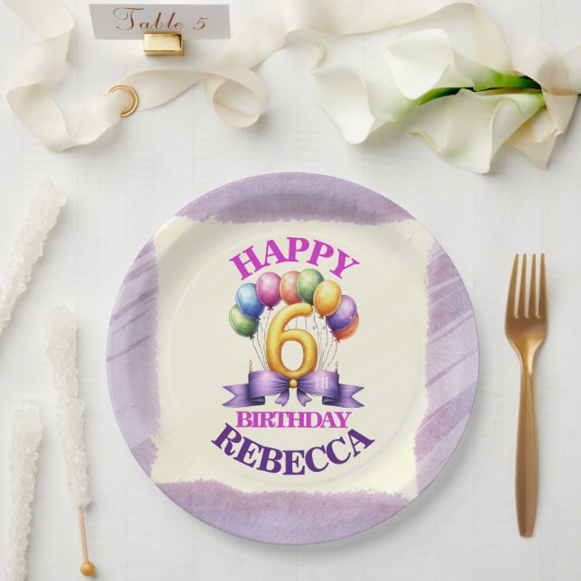 Prato De Papel Tema do Balão de 6 Birthday (Casamento)