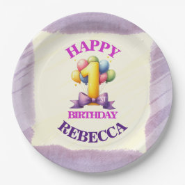 Prato De Papel Tema do Balão do primeiro aniversario
