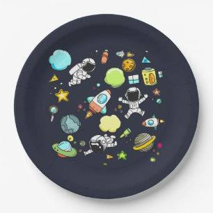 Prato De Papel Tema legal do espaço - astronautas & navios de
