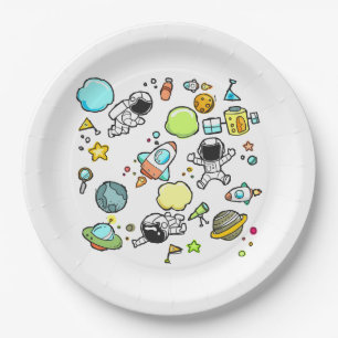 Prato De Papel Tema legal do espaço - astronautas & navios de