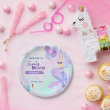 tema personalizado de sereia aniversariante roxo