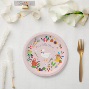 Prato De Papel Tema Rosa do Jardim de Ganhos de Um Bobo