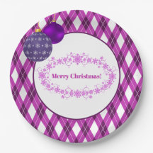 Tema roxo e branco Feliz Natal