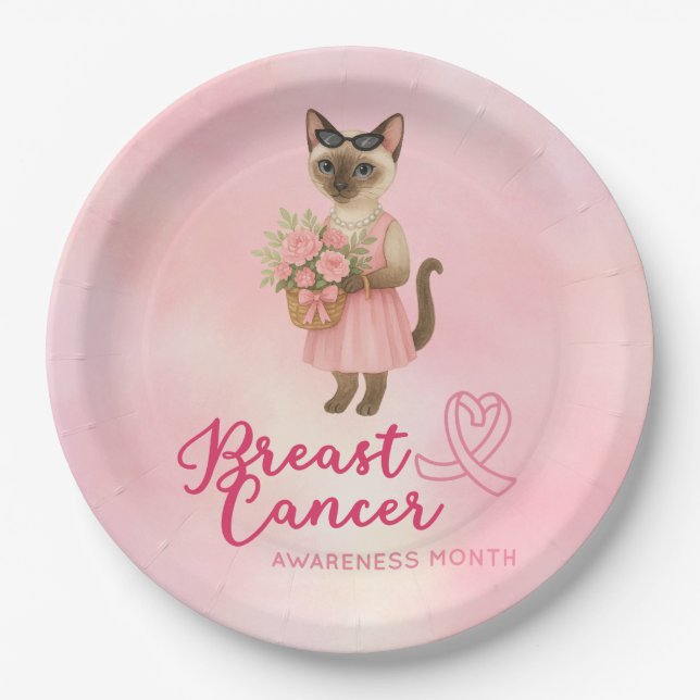 Prato De Papel Temático "Sensibilização do Cancer da Mama" (Frente)