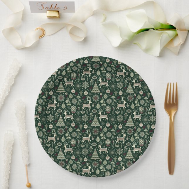 Prato De Papel Tempo de Natal Escandinavo (Casamento)
