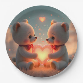 Prato De Papel Tempo de Teddy Juntos – Papel de Arte de Urso de P