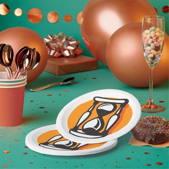 Prato De Papel Tempo Mínimo do Timer de Hourglass Retro (Criador carregado)