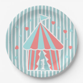 Prato De Papel Tenda de Circo Fofa Primeiro Aniversário