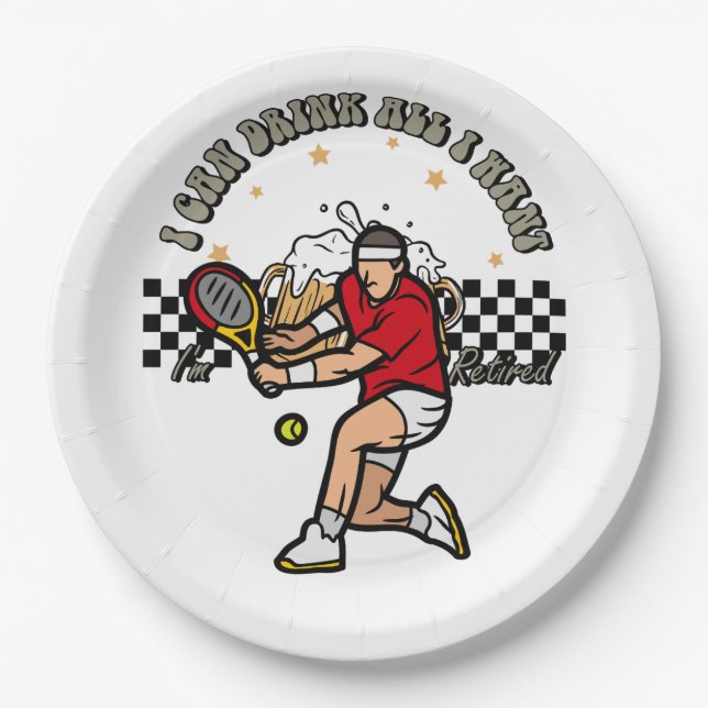 Prato De Papel Tênis aposentado jogador aposentado para festa (Frente)