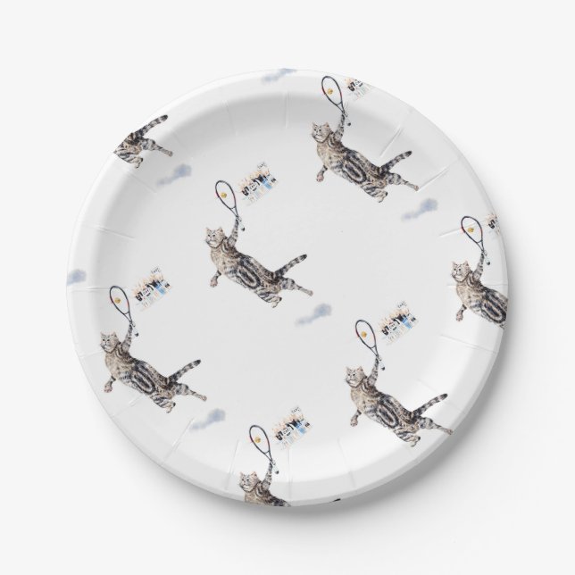 Prato De Papel Tênis de Reprodução de Gato (Frente)