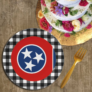 Prato De Papel Tennessee Plate, xadrez de búfalos EUA, Tennessee